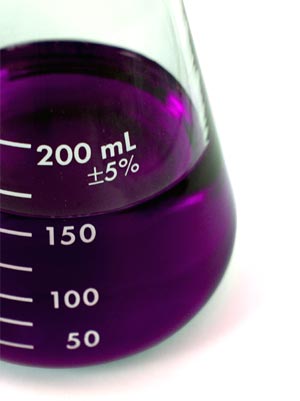 A flask of an unknown purple chemical