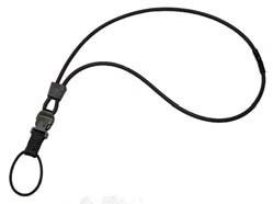 A black single breakaway neck lanyard with rope connecting ring