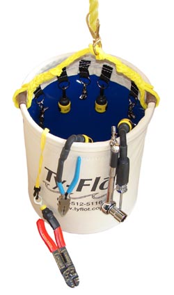 A durable tool bucket with attachments for each tool inside so that spills are impossible